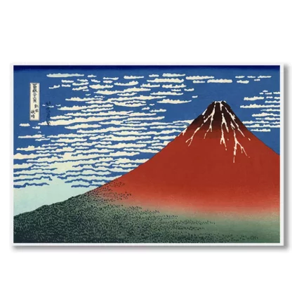 Toile Fuji rouge au vent du sud par un clair matin